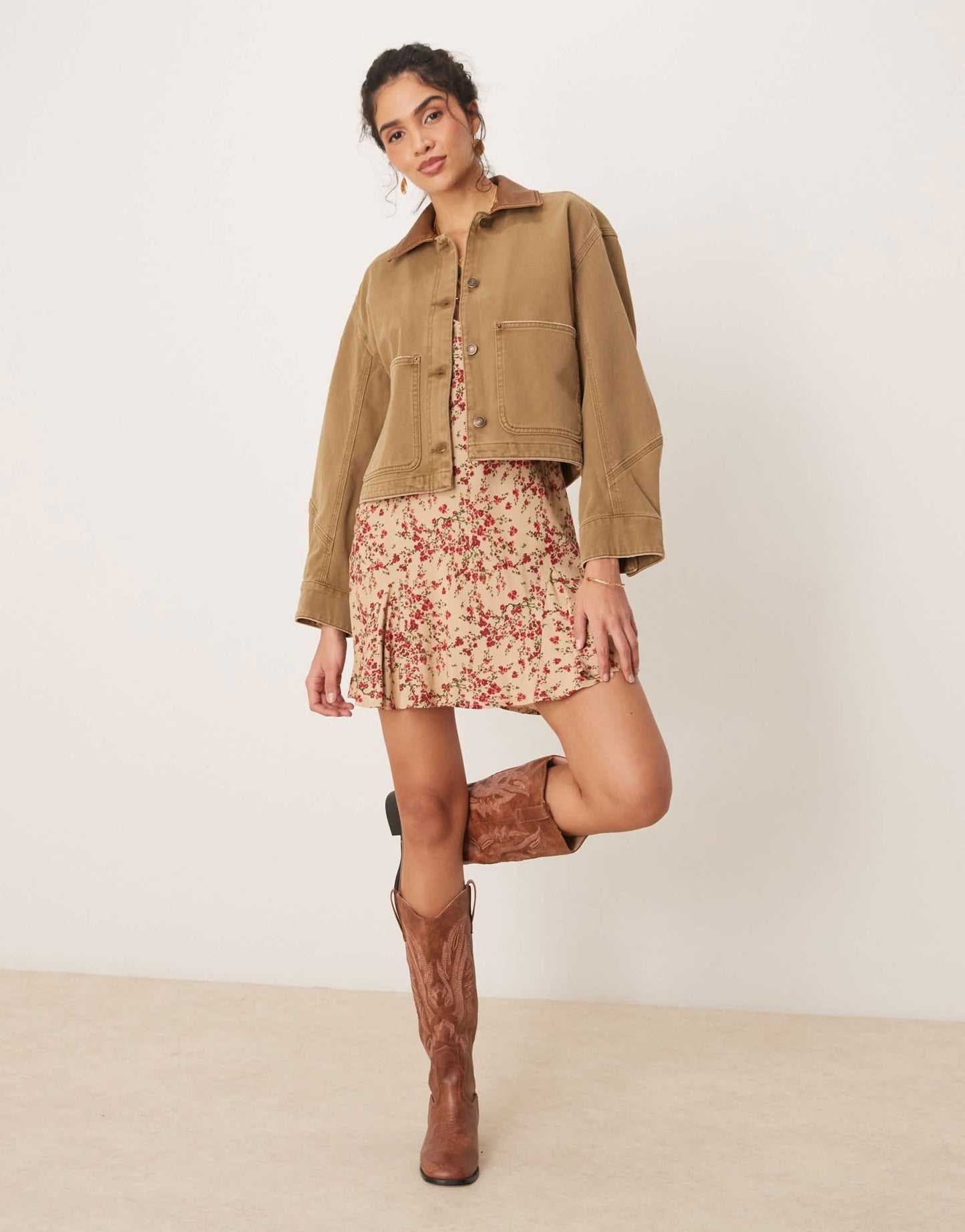 Abercrombie & Fitch short workwear denim jacket in beige - ASOS Sample Sale EU Store