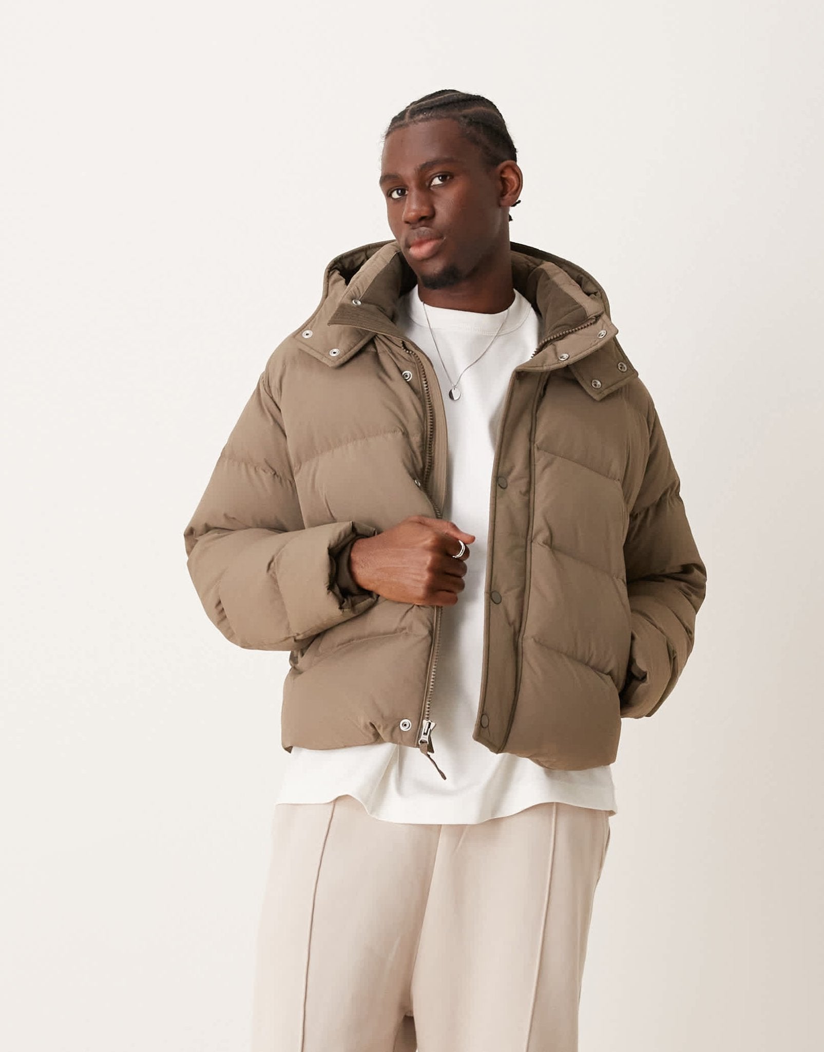 Abercrombie & Fitch ultra hooded puffer jacket in beige - ASOS Sample Sale EU Store