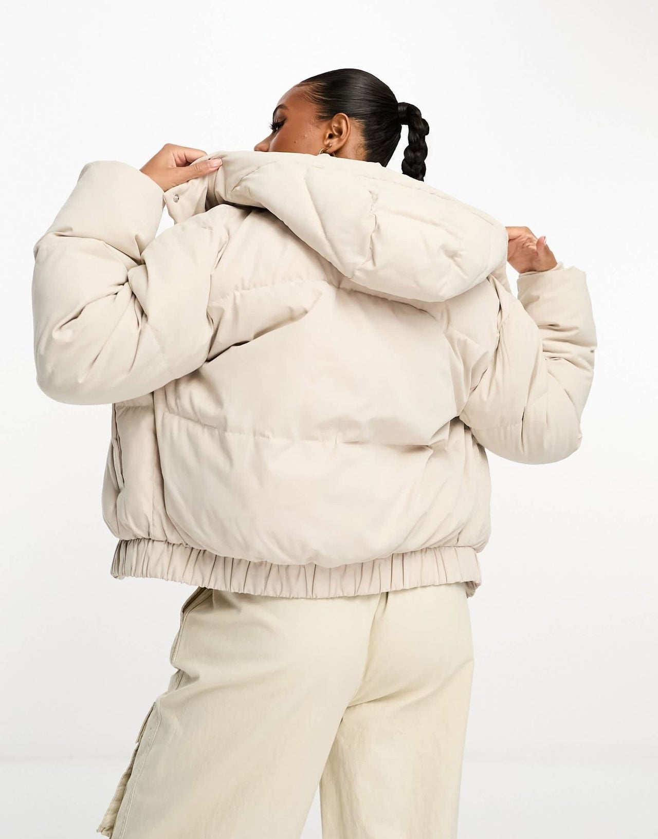 Abercrombie & Fitch ultra mini puffer jacket with hood in greige - ASOS Sample Sale EU Store