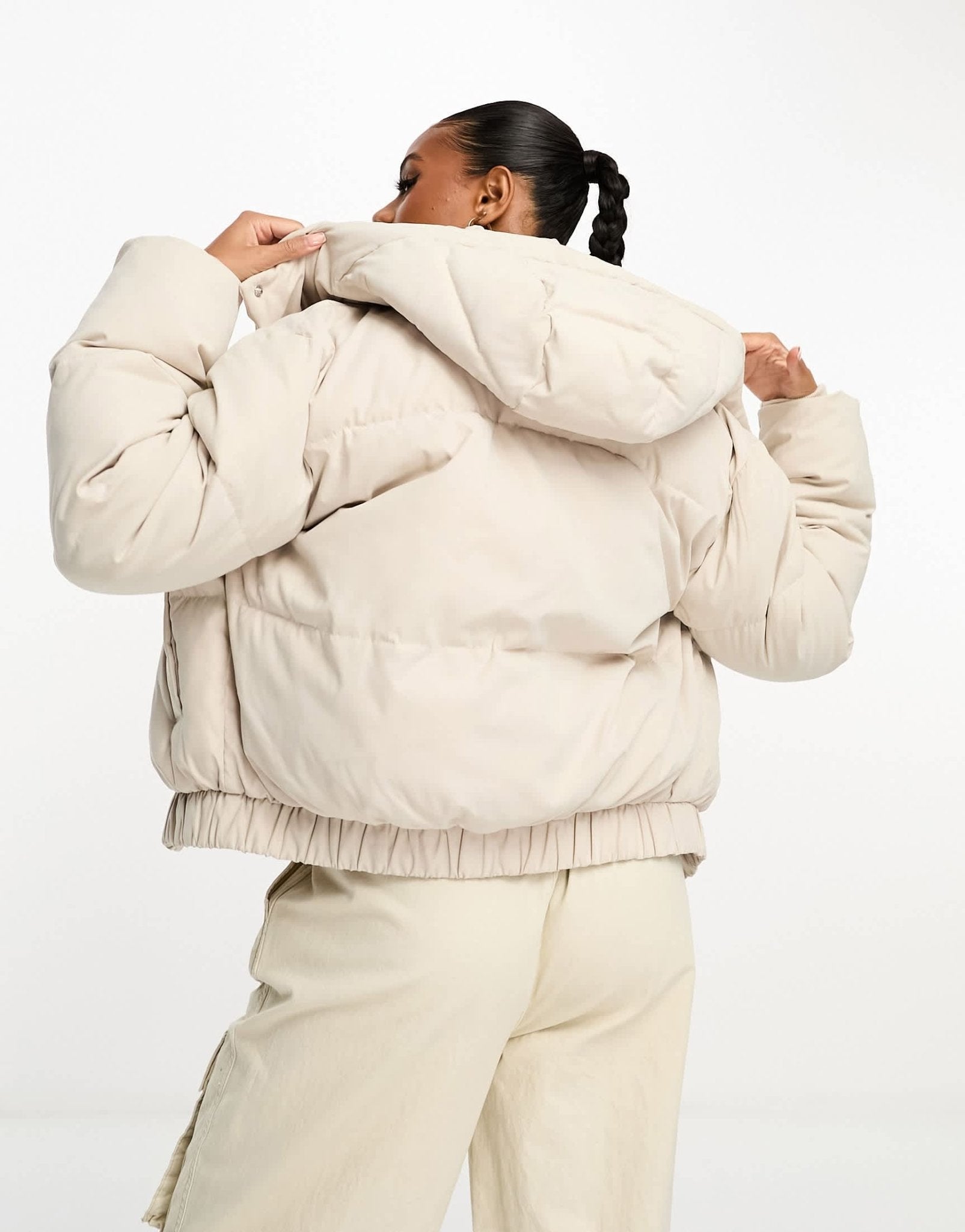 Abercrombie & Fitch ultra mini puffer jacket with hood in greige - ASOS Sample Sale EU Store