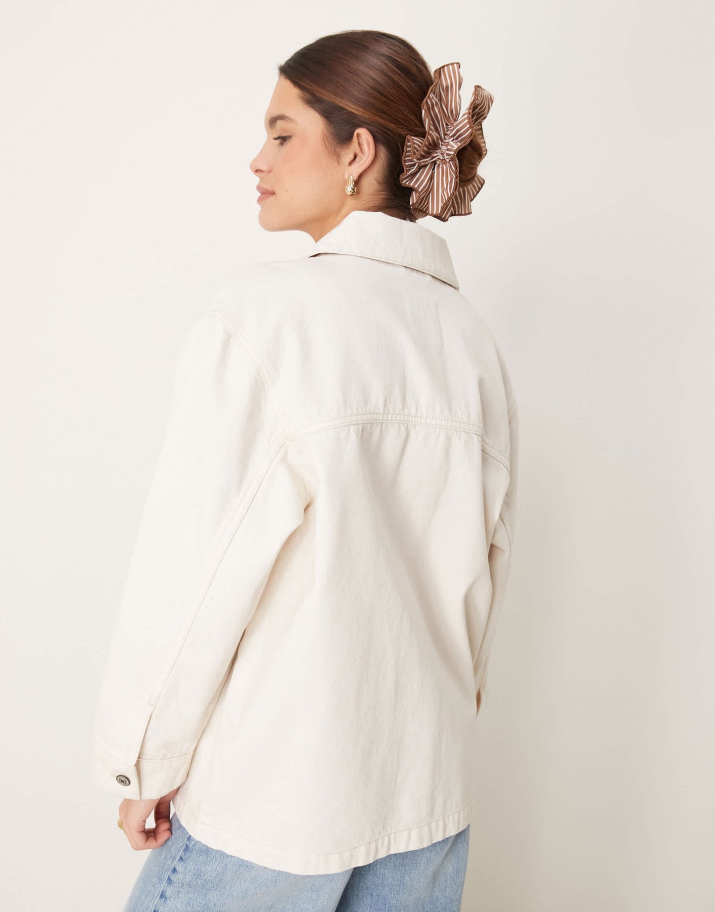 Abercrombie & Fitch utility shacket with leather collar in beige - ASOS Sample Sale EU Store