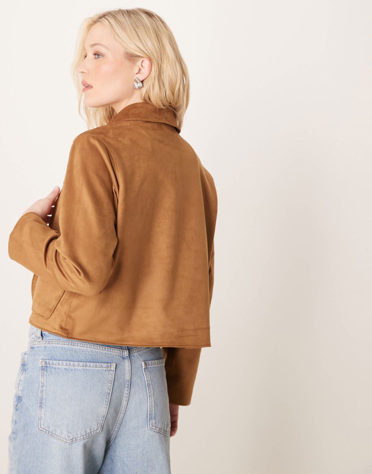 Abercrombie & Fitch vegan suede jacket in tan - ASOS Sample Sale EU Store