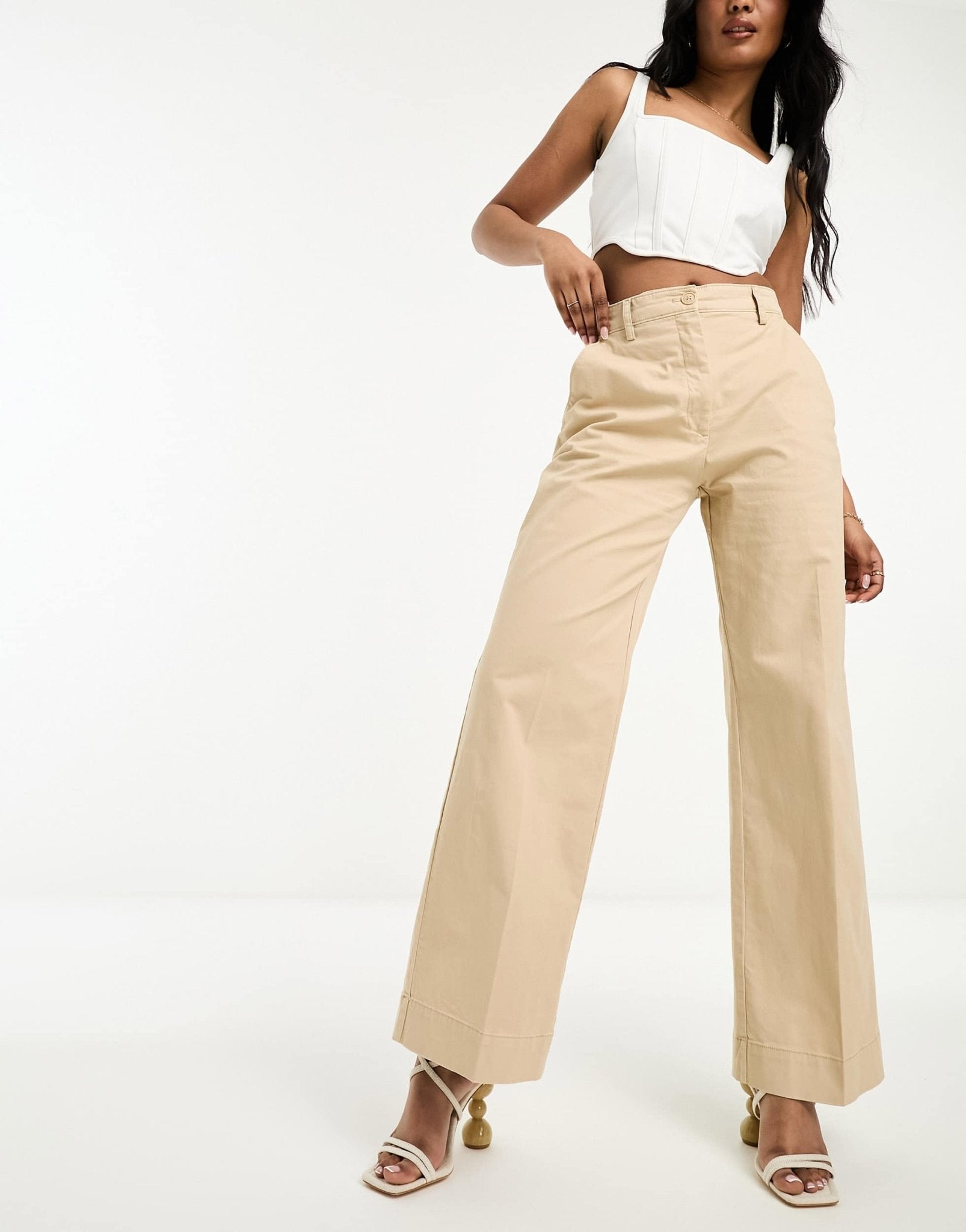 Abercrombie & Fitch wide leg twill trouser in camel - ASOS Sample Sale EU Store