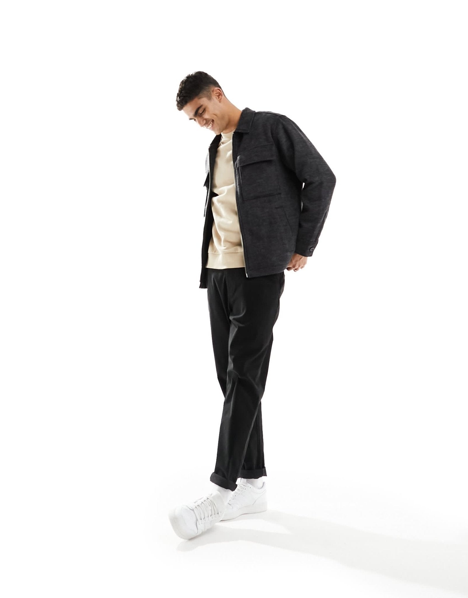 Abercrombie & Fitch wool zip front shirt jacket in black - ASOS Sample Sale EU Store