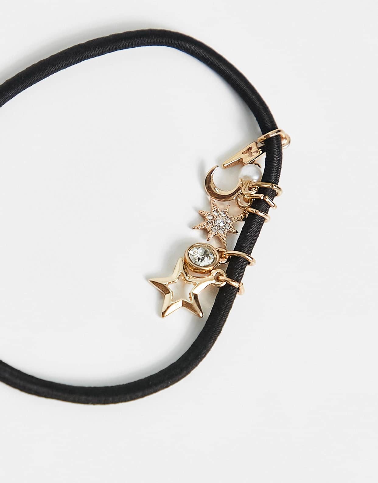 Accessorize embellished hair tie in black and gold - ASOS Sample Sale EU Store