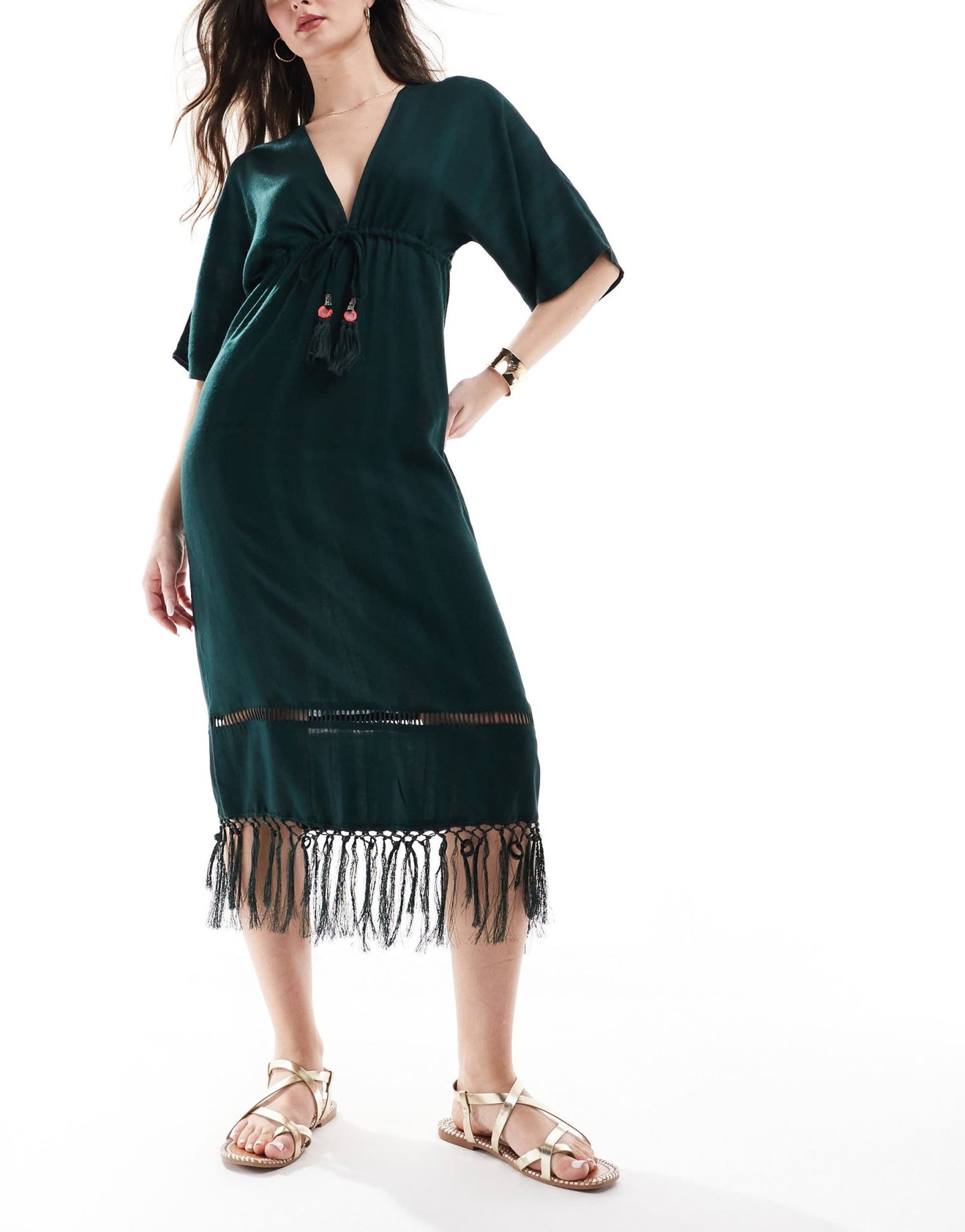 Accessorize maxi beach kaftan in green - ASOS Sample Sale EU Store