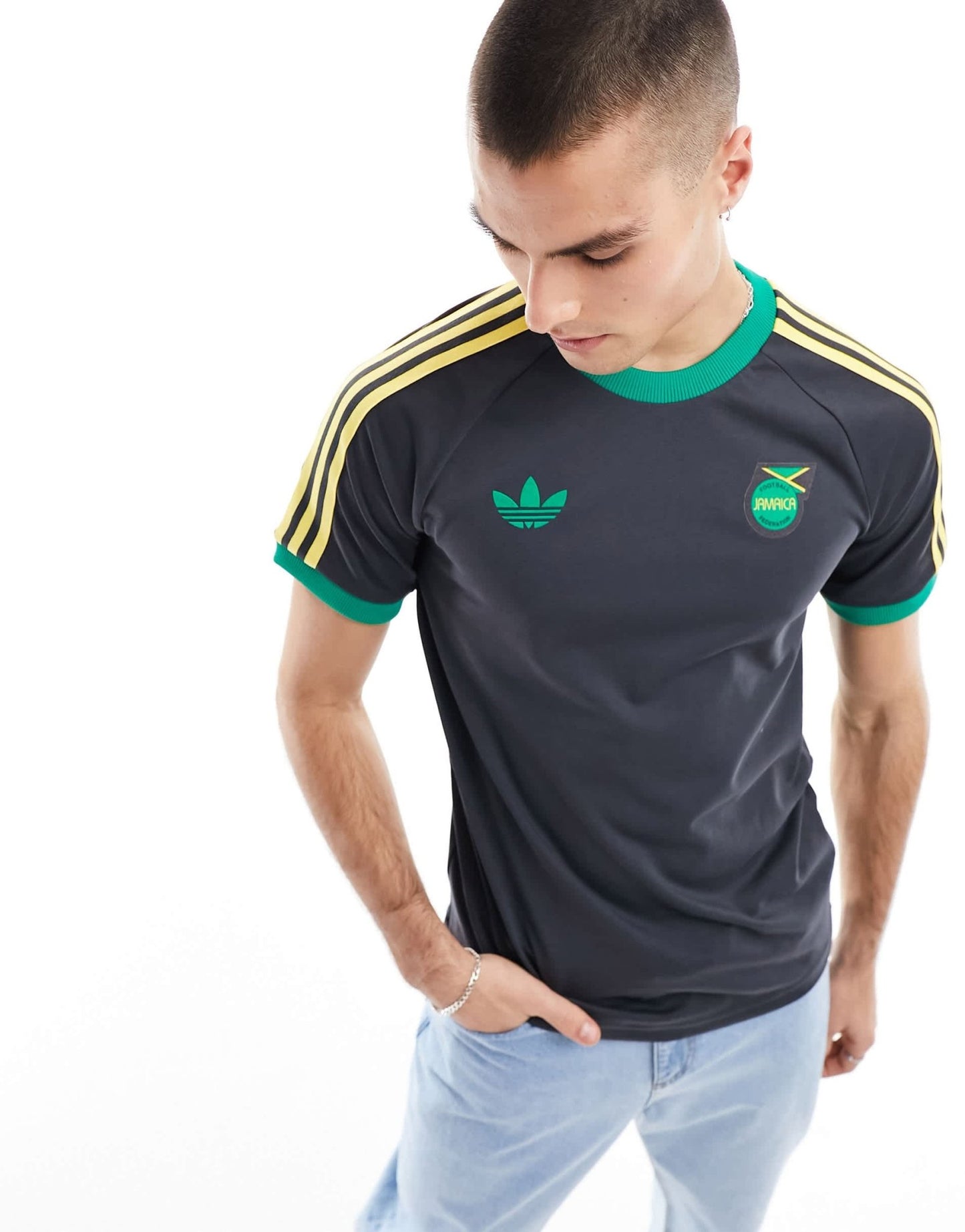 adidas Football Jamaica OG 3 - Stripe t-shirt in black - ASOS Sample Sale EU Store