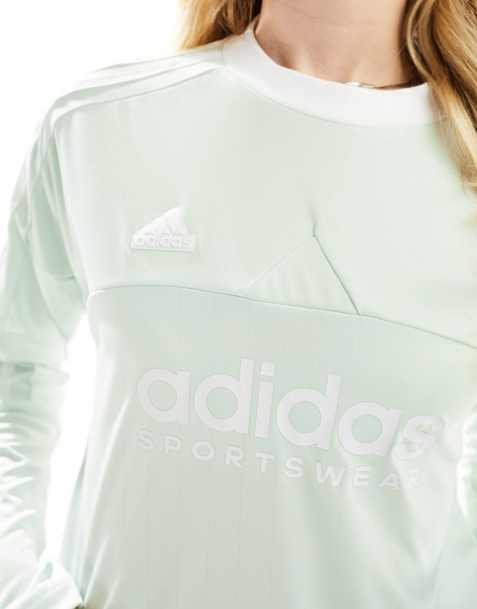 adidas Football Trio 3 - stripes long sleeve top in pale green - ASOS Sample Sale EU Store