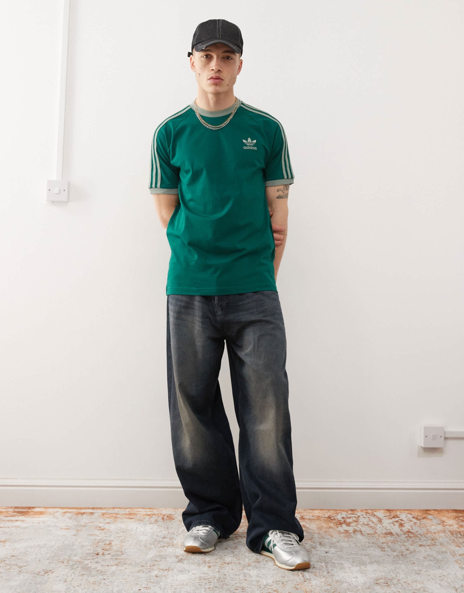 adidas Originals Adicolor Classics 3 - Stripe t-shirt in green - ASOS Sample Sale EU Store