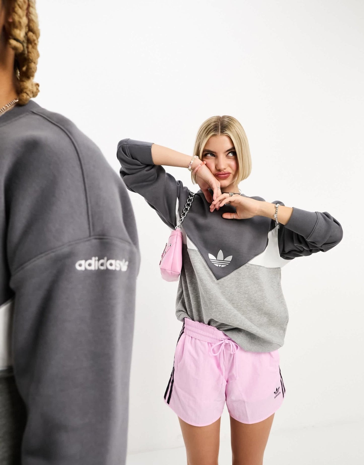 adidas Originals adicolor unisex Next reflective panel sweatshirt in multi grey - ASOS Sample Sale EU Store