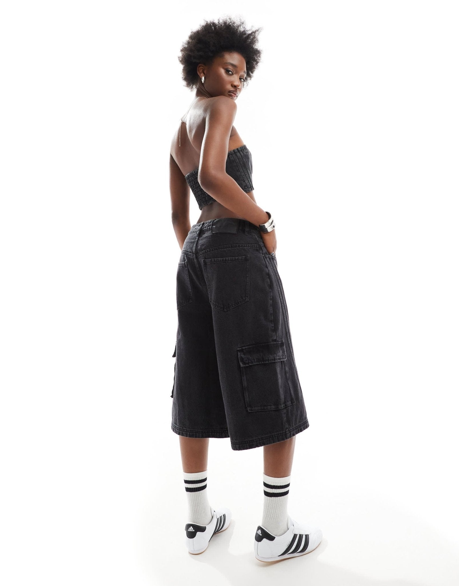 adidas Originals Adilenium denim capri short co - ord in black - ASOS Sample Sale EU Store
