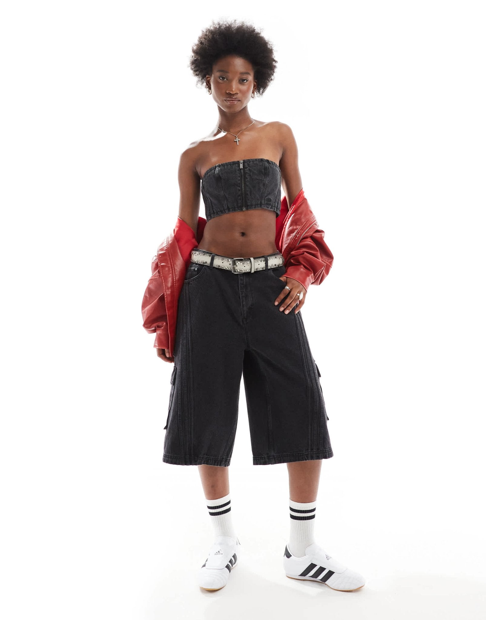 adidas Originals Adilenium denim capri short co - ord in black - ASOS Sample Sale EU Store