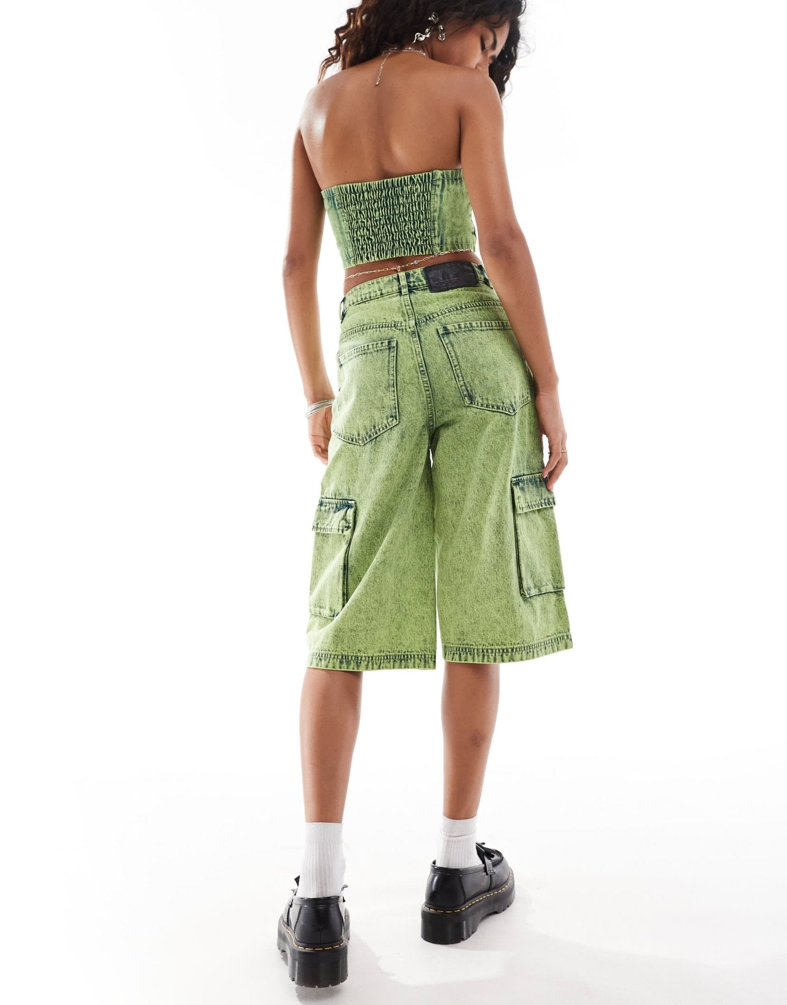 adidas Originals Adilenium denim capri short co - ord in lime wash - ASOS Sample Sale EU Store