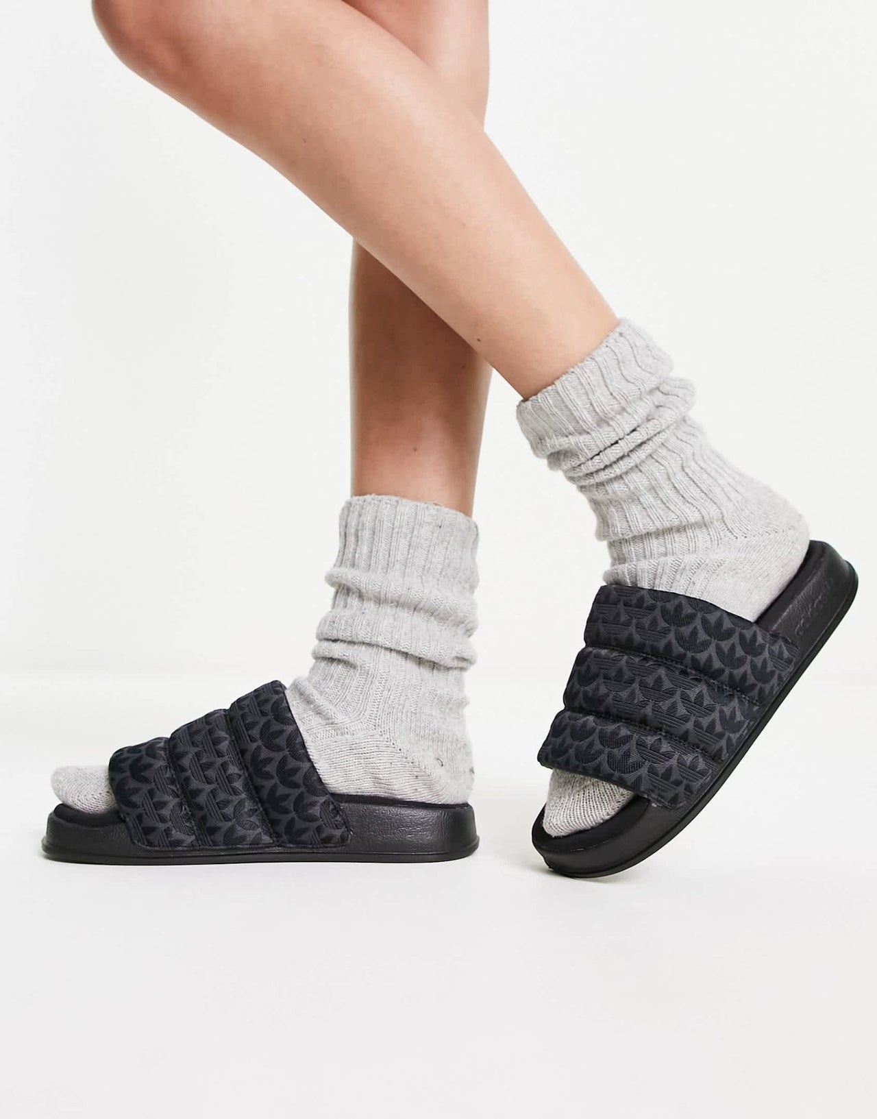 adidas Originals Adilette chunky sliders in black - ASOS Sample Sale EU Store