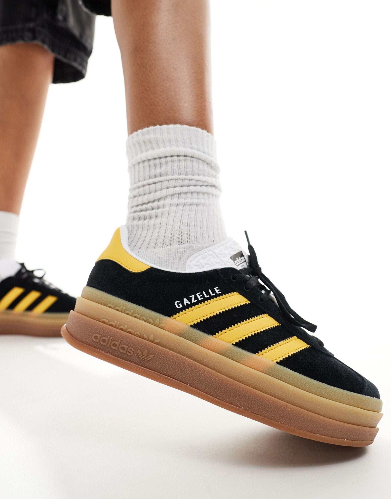 adidas Originals Gazelle Bold platform trainers in black and gold - ASOS Sample Sale EU Store
