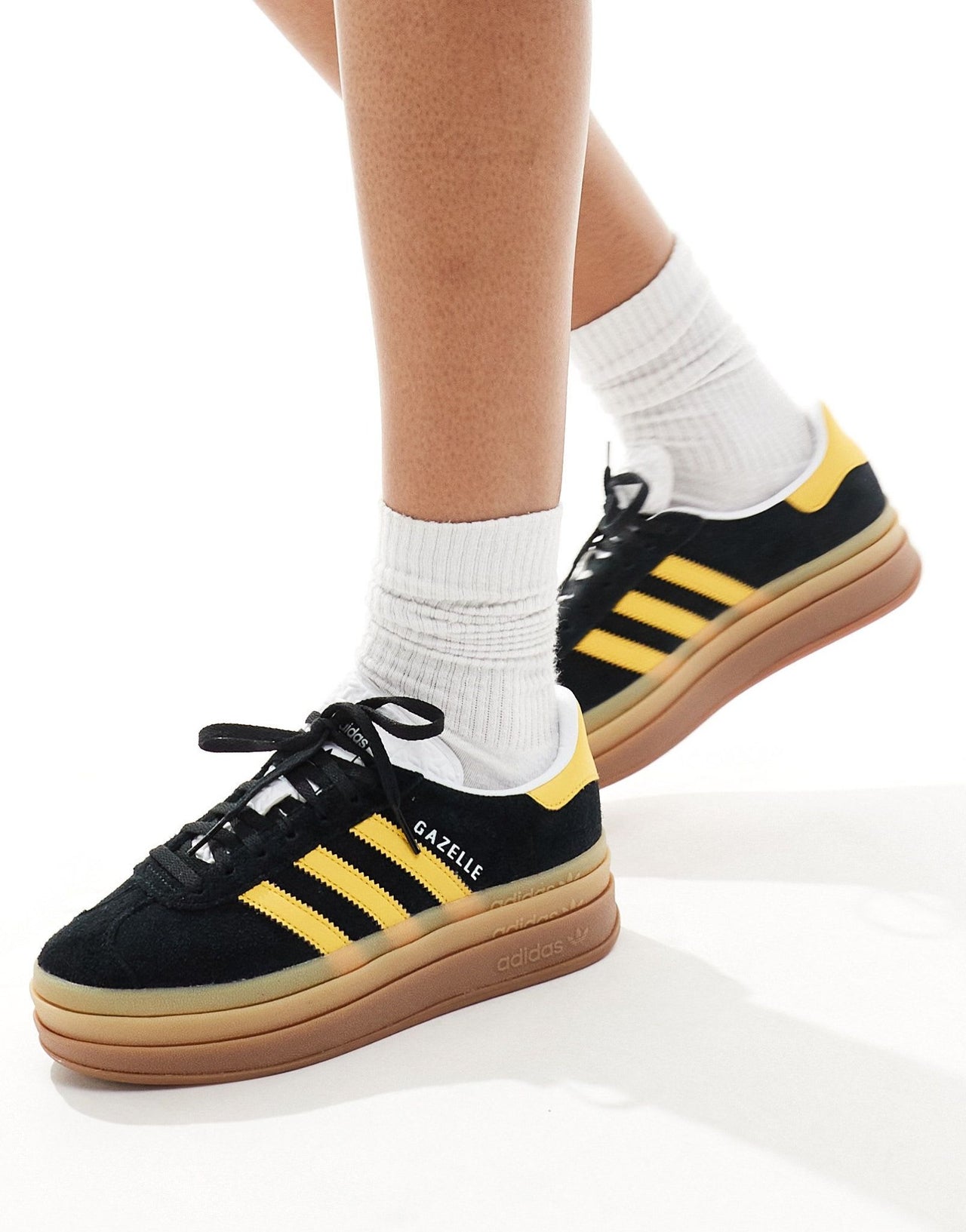 adidas Originals Gazelle Bold platform trainers in black and gold - ASOS Sample Sale EU Store