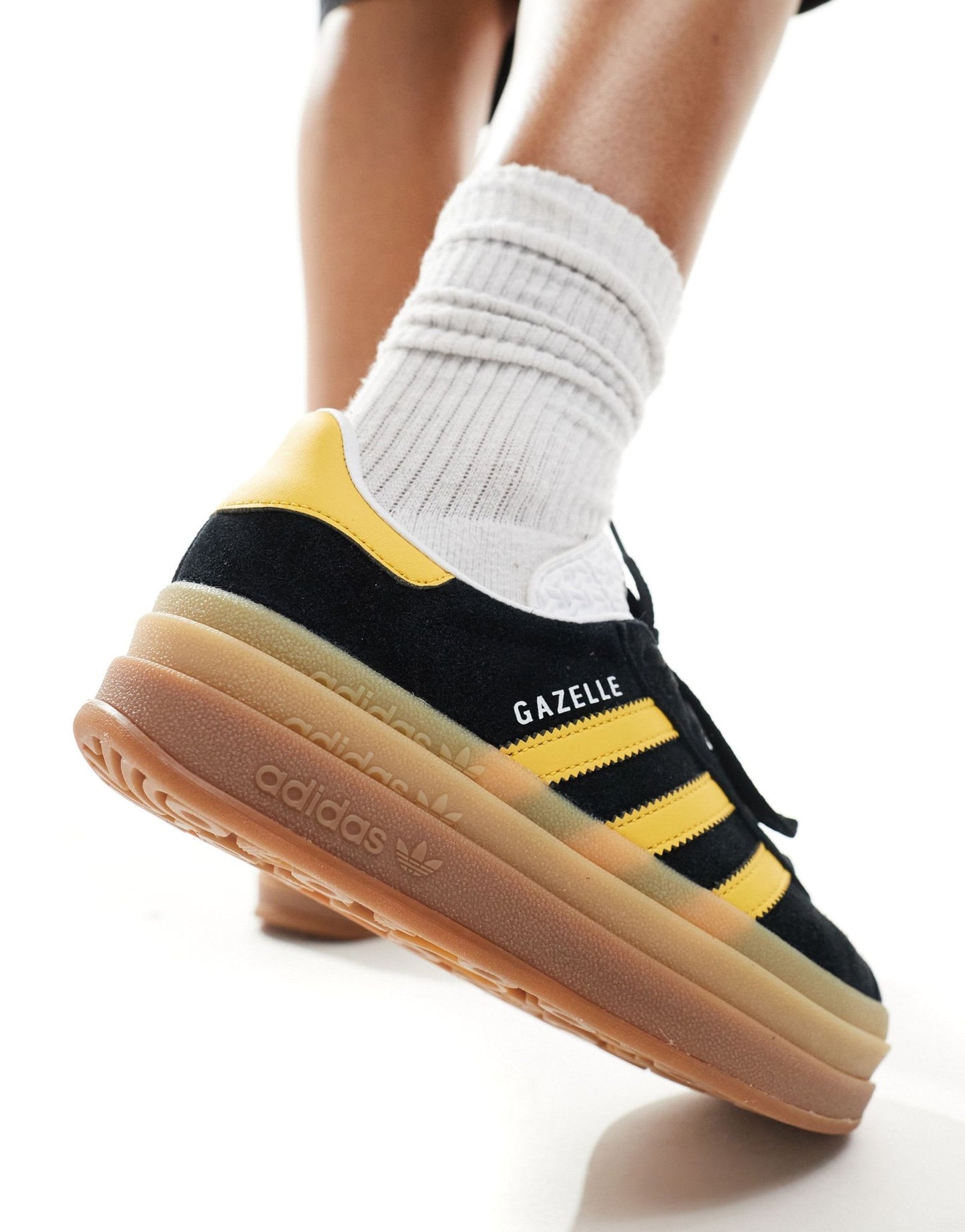adidas Originals Gazelle Bold platform trainers in black and gold - ASOS Sample Sale EU Store