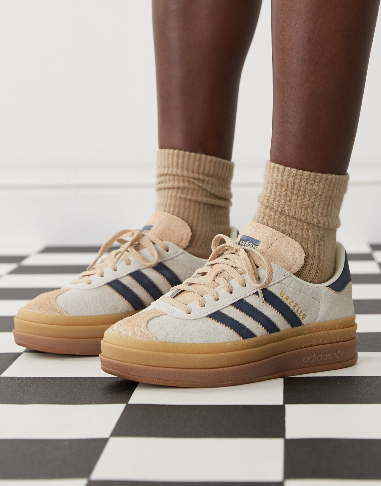 adidas Originals Gazelle Bold platform trainers in cream and navy - ASOS Sample Sale EU Store