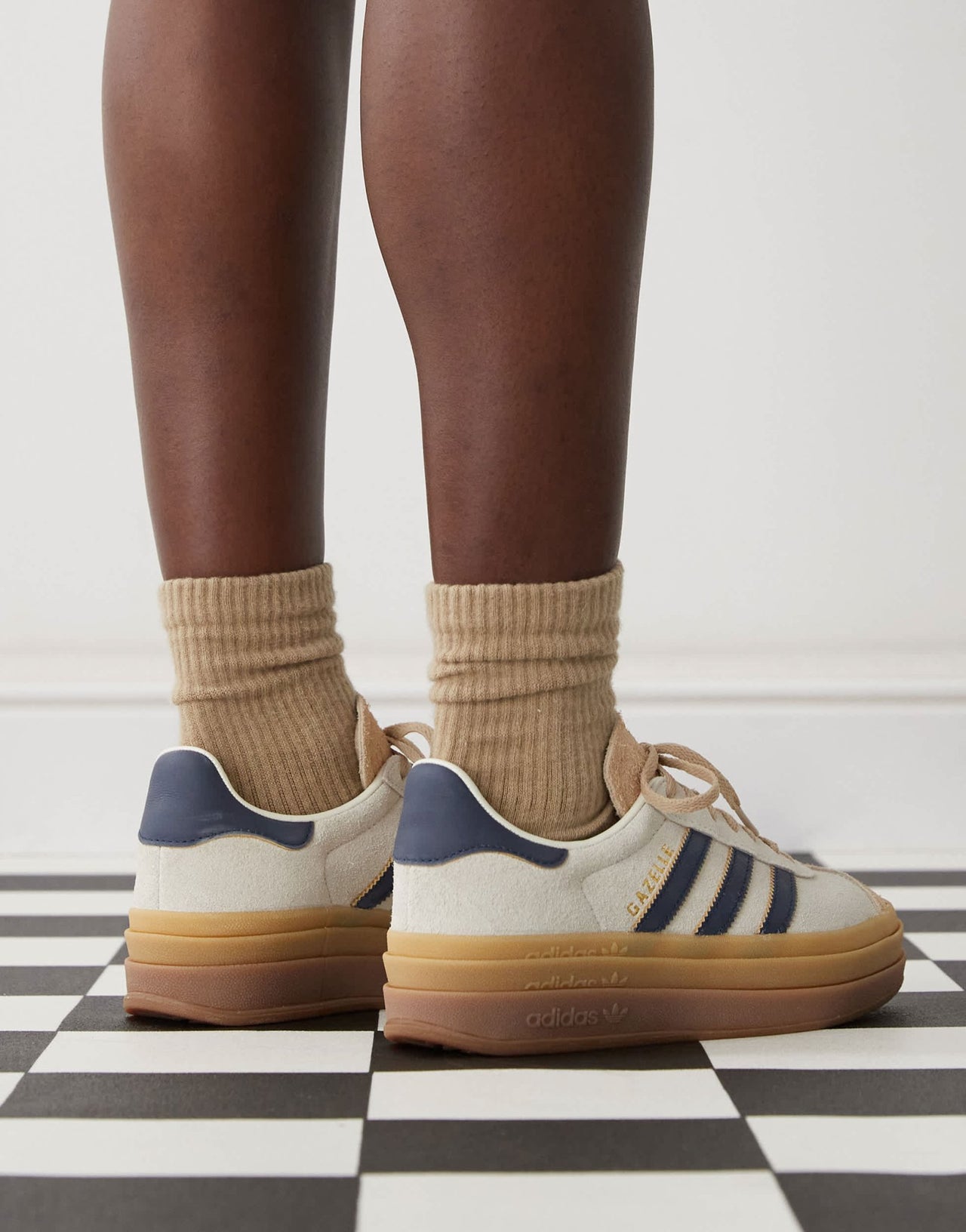 adidas Originals Gazelle Bold platform trainers in cream and navy - ASOS Sample Sale EU Store