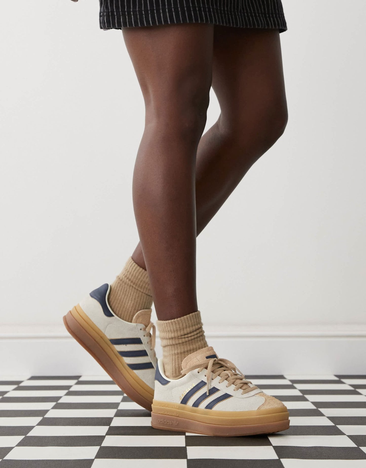adidas Originals Gazelle Bold platform trainers in cream and navy - ASOS Sample Sale EU Store