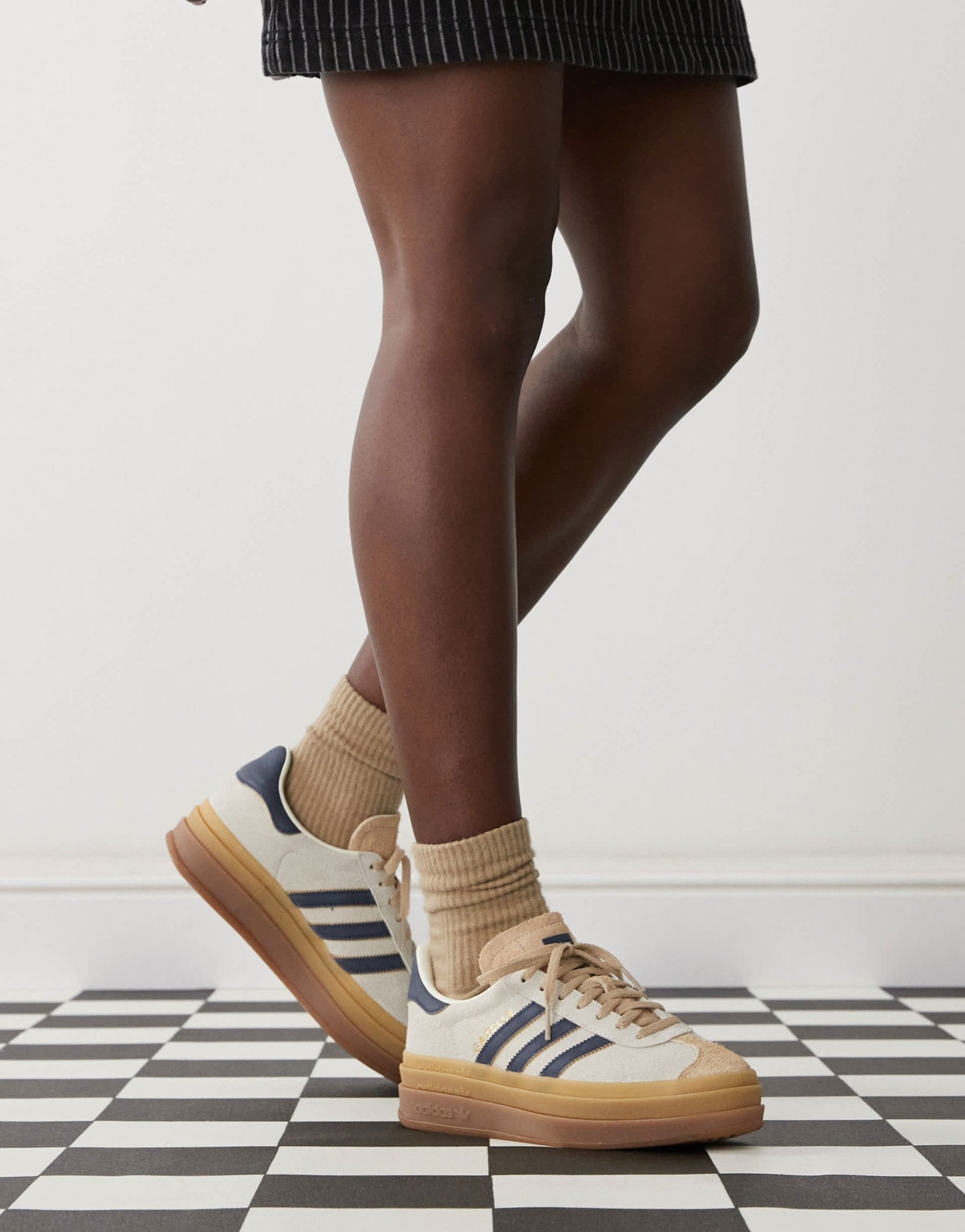 adidas Originals Gazelle Bold platform trainers in cream and navy - ASOS Sample Sale EU Store