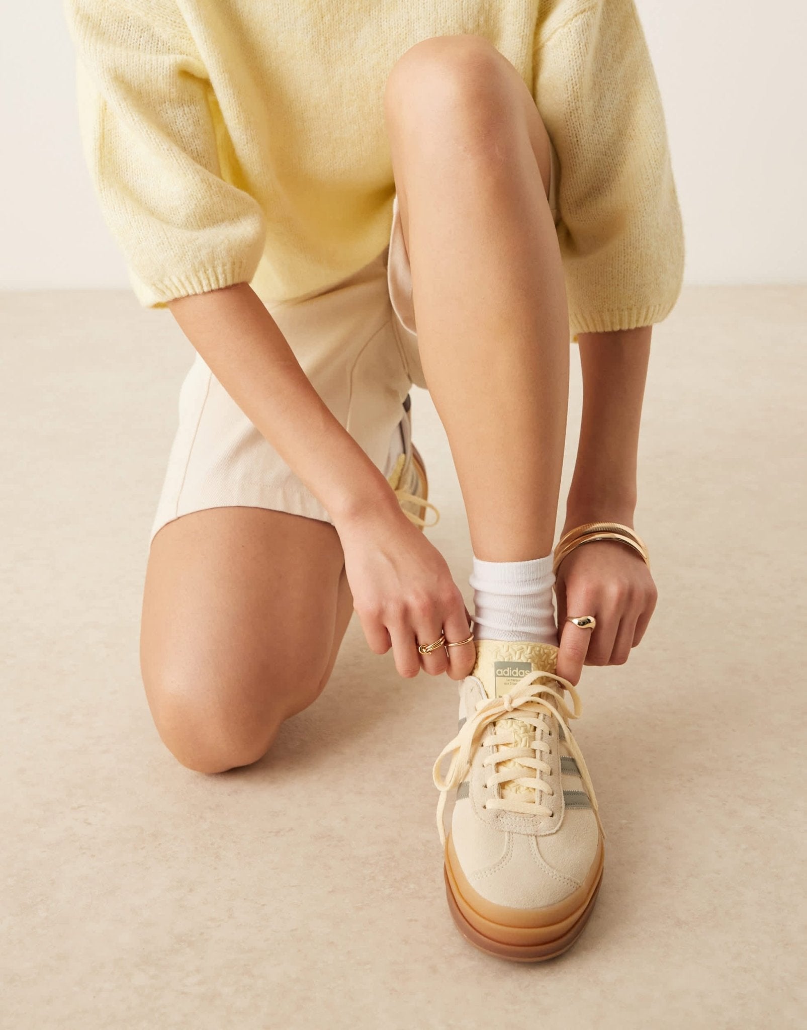 adidas Originals Gazelle Bold trainers in cream and silver - ASOS Sample Sale EU Store