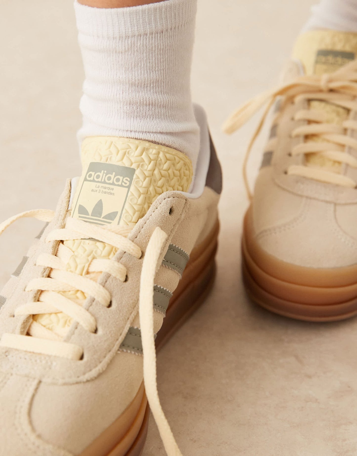 adidas Originals Gazelle Bold trainers in cream and silver - ASOS Sample Sale EU Store
