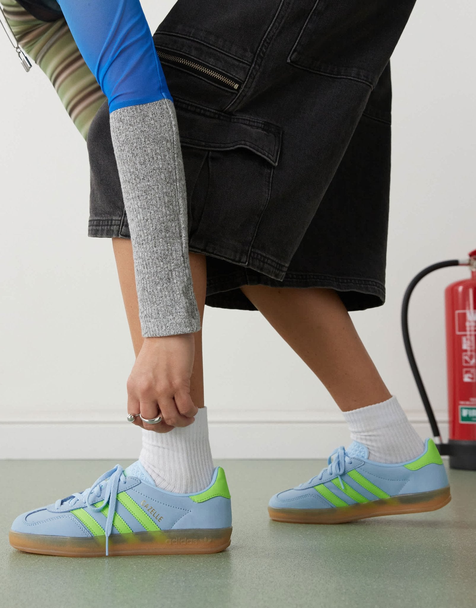adidas Originals Gazelle Indoor trainers in blue and green nubuck - ASOS Sample Sale EU Store