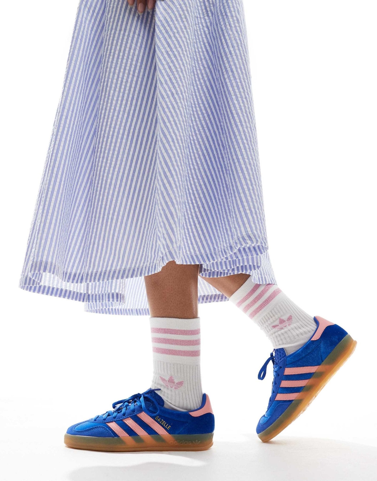 adidas Originals Gazelle Indoor trainers in blue and pink velvet - ASOS Sample Sale EU Store