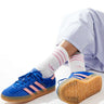 adidas Originals Gazelle Indoor trainers in blue and pink velvet