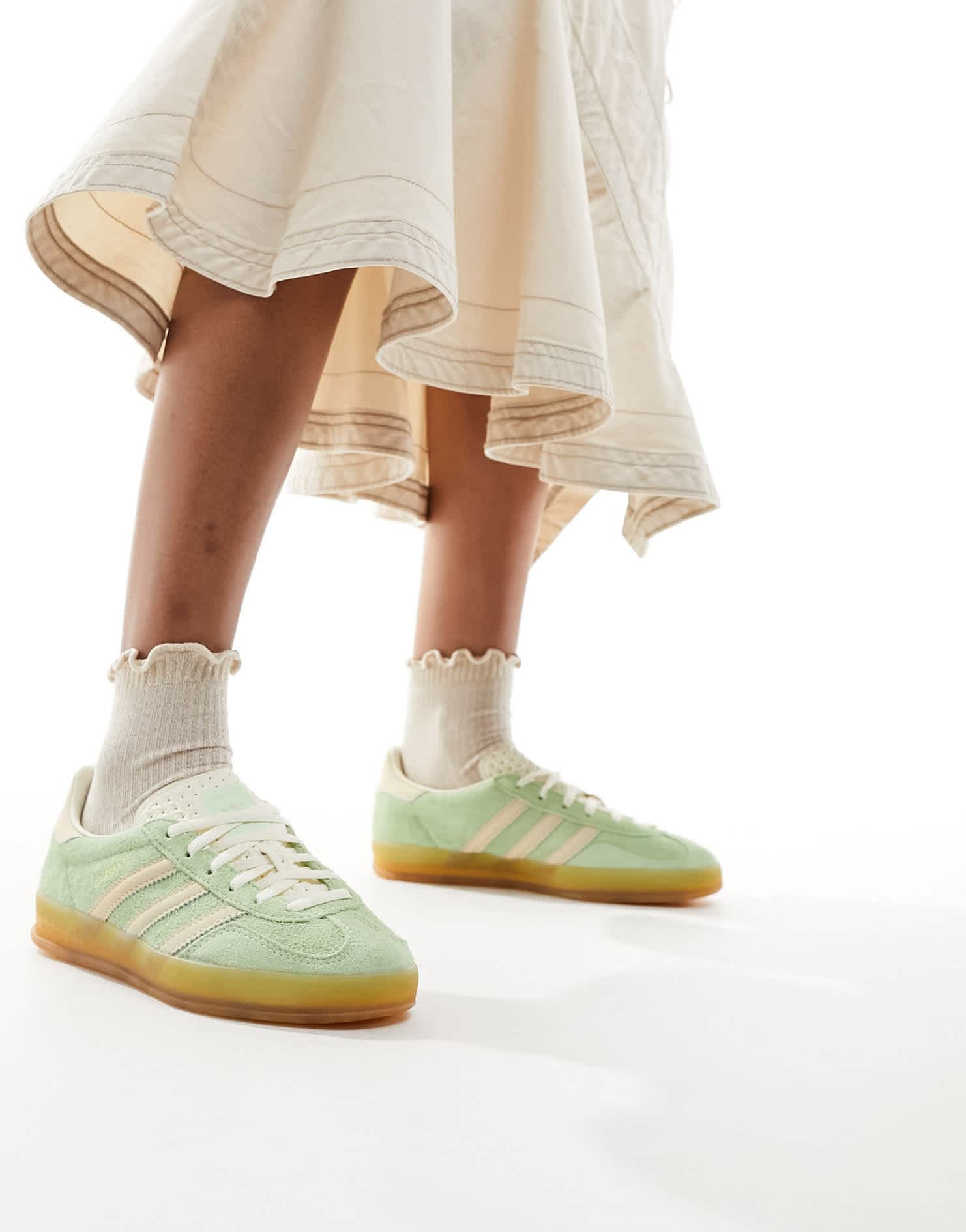 adidas Originals Gazelle Indoor trainers in lime green and cream - ASOS Sample Sale EU Store