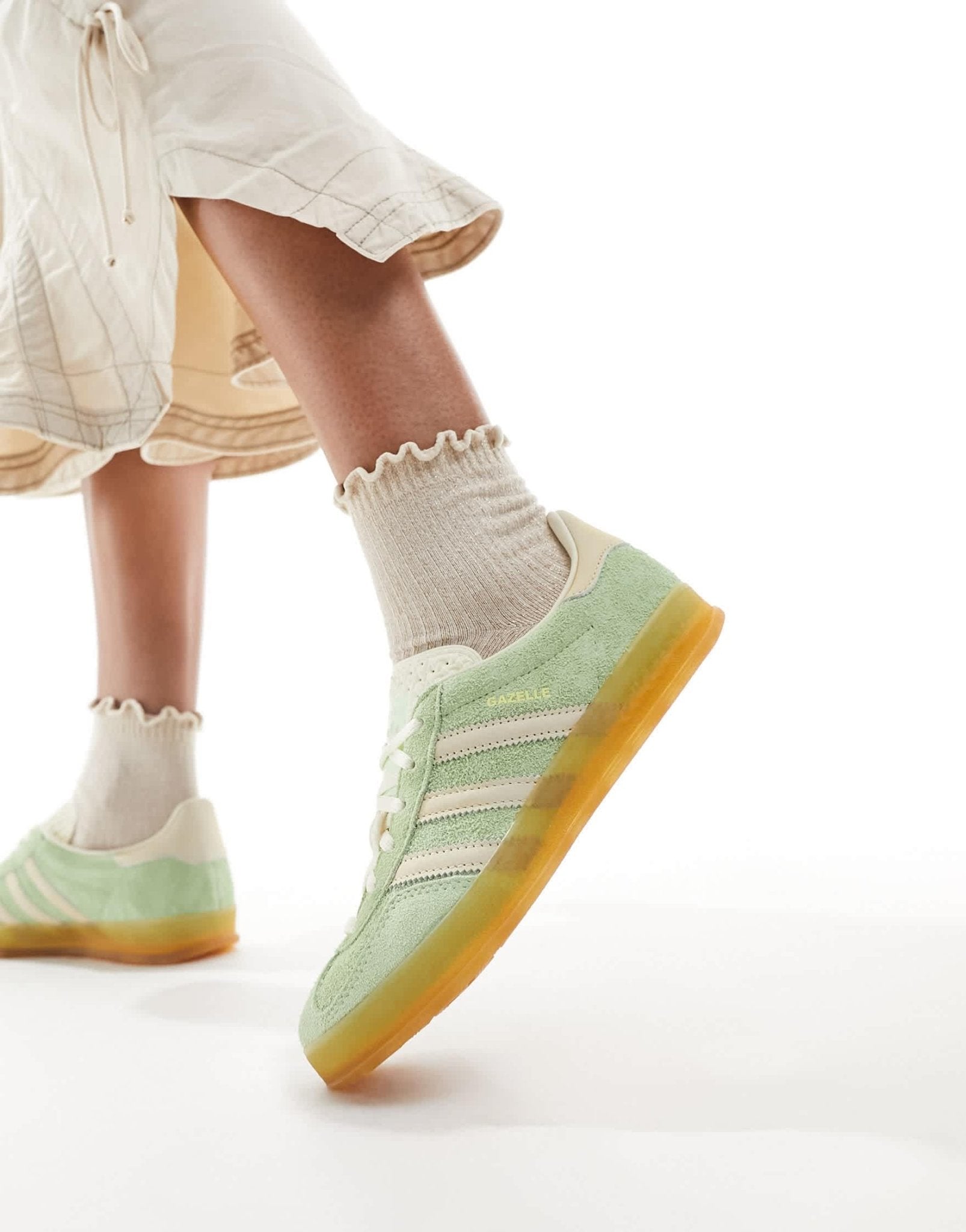 adidas Originals Gazelle Indoor trainers in lime green and cream - ASOS Sample Sale EU Store