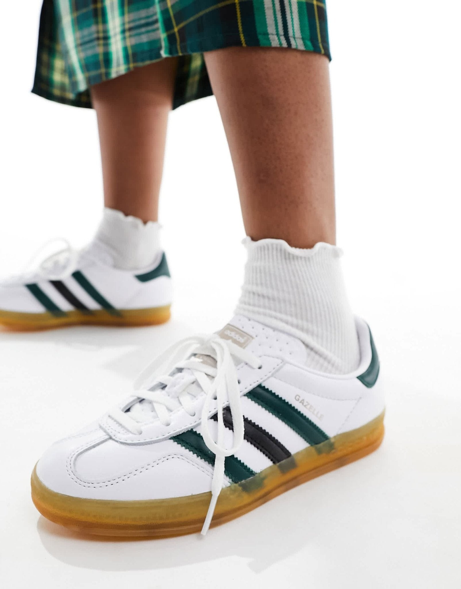 adidas Originals Gazelle Indoor trainers in white and green - ASOS Sample Sale EU Store