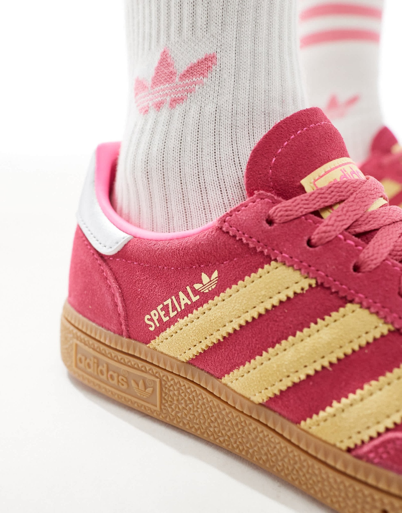 adidas Originals Handball Spezial trainers in pink and yellow with gum sole - ASOS Sample Sale EU Store