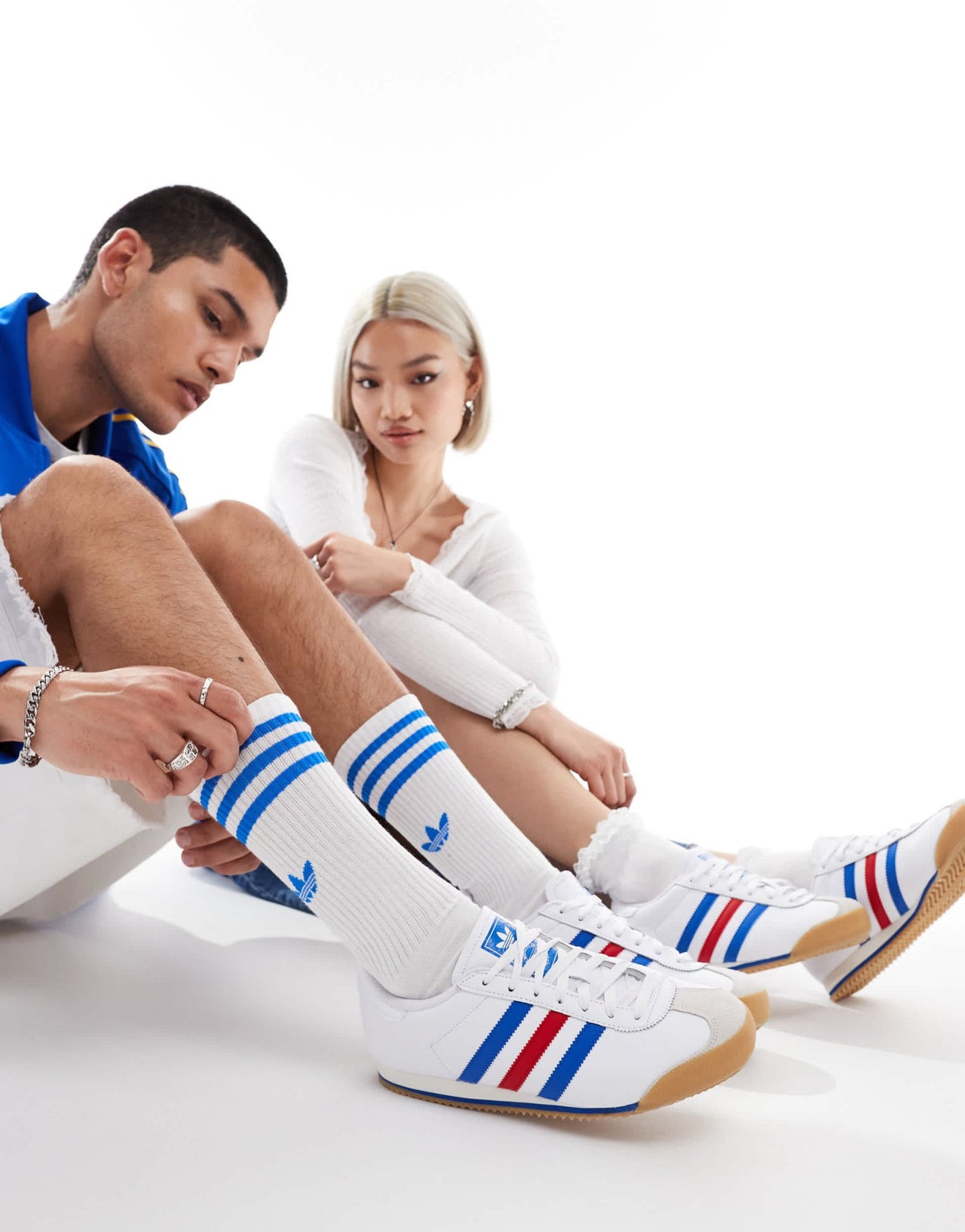 adidas Originals K 74 trainers in white and blue - ASOS Sample Sale EU Store