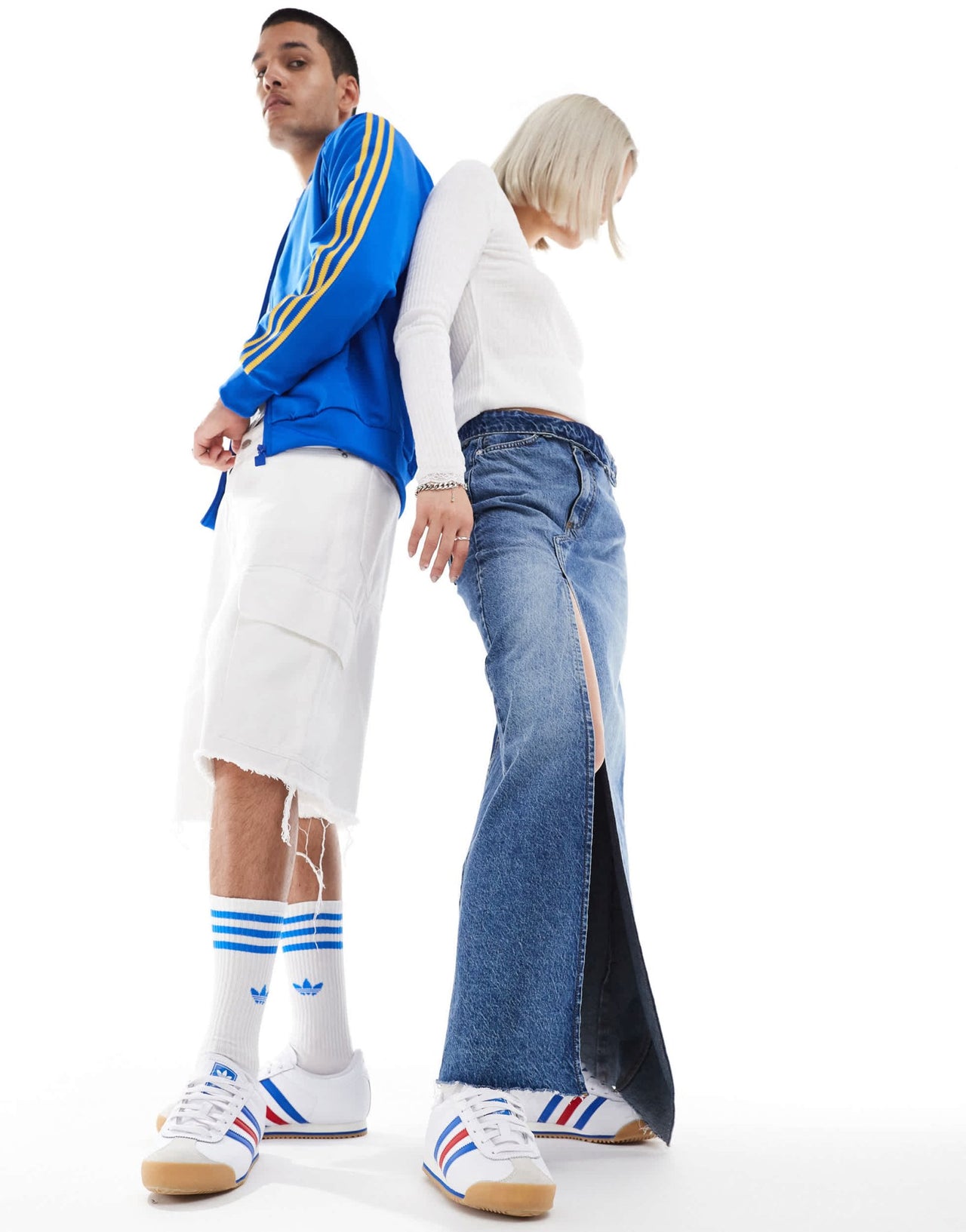 adidas Originals K 74 trainers in white and blue - ASOS Sample Sale EU Store