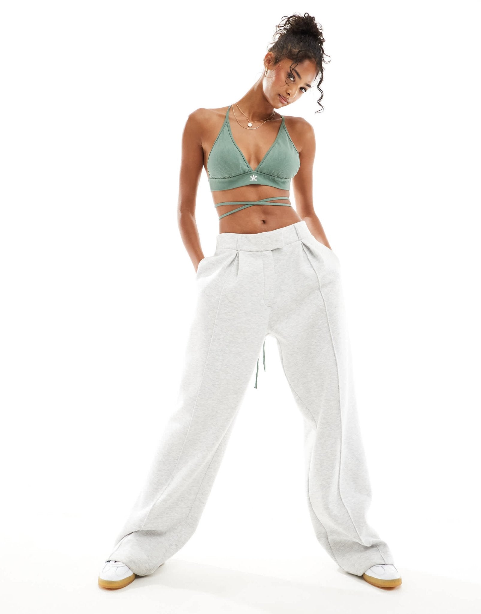 adidas Originals lace round bralet in khaki - ASOS Sample Sale EU Store