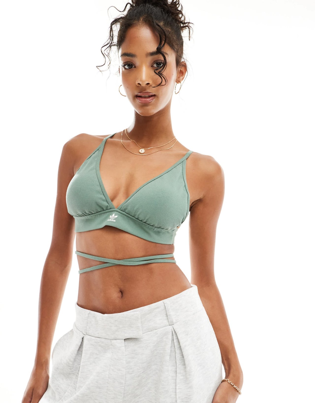 adidas Originals lace round bralet in khaki - ASOS Sample Sale EU Store