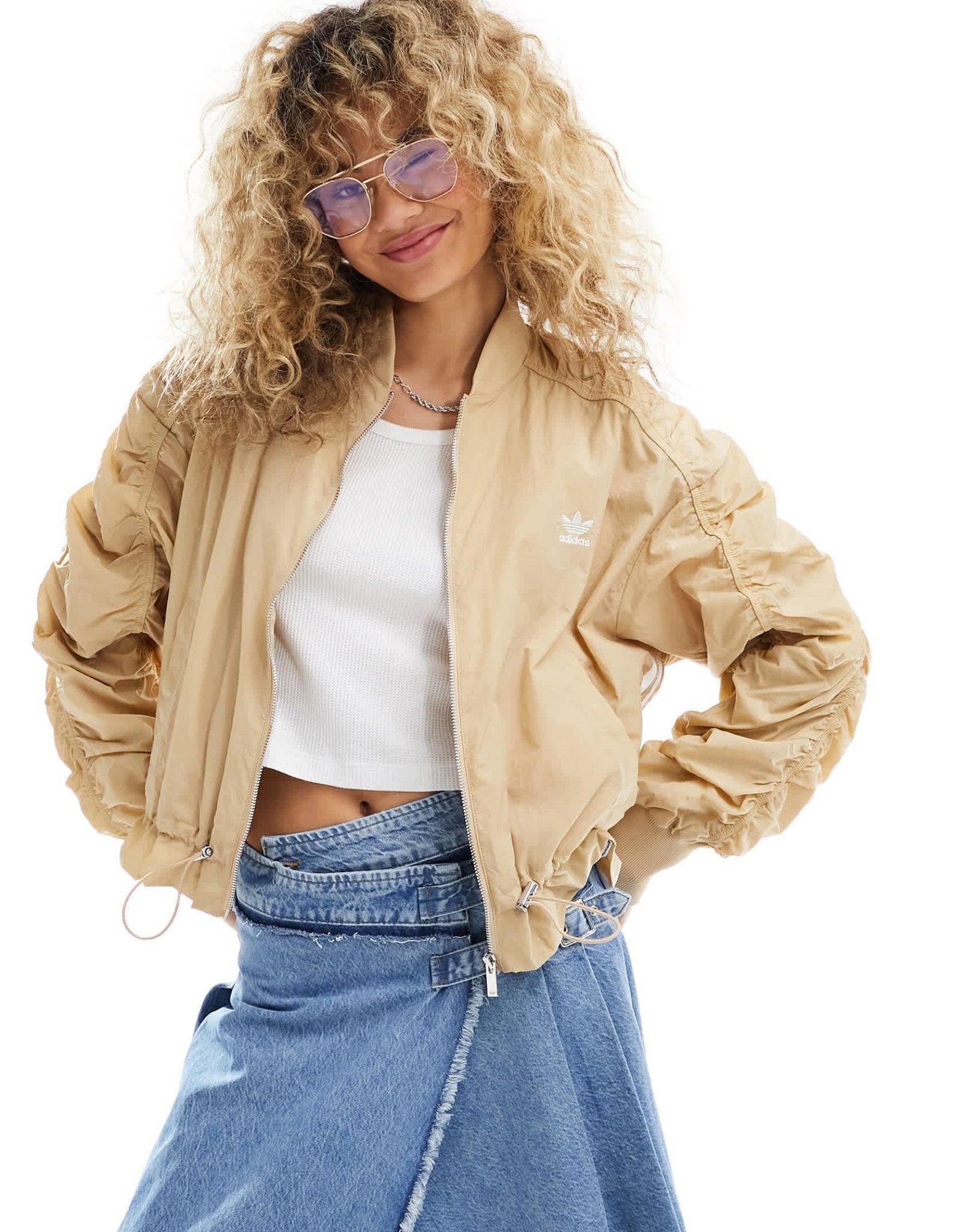 adidas Originals lightweight bomber jacket in beige - ASOS Sample Sale EU Store