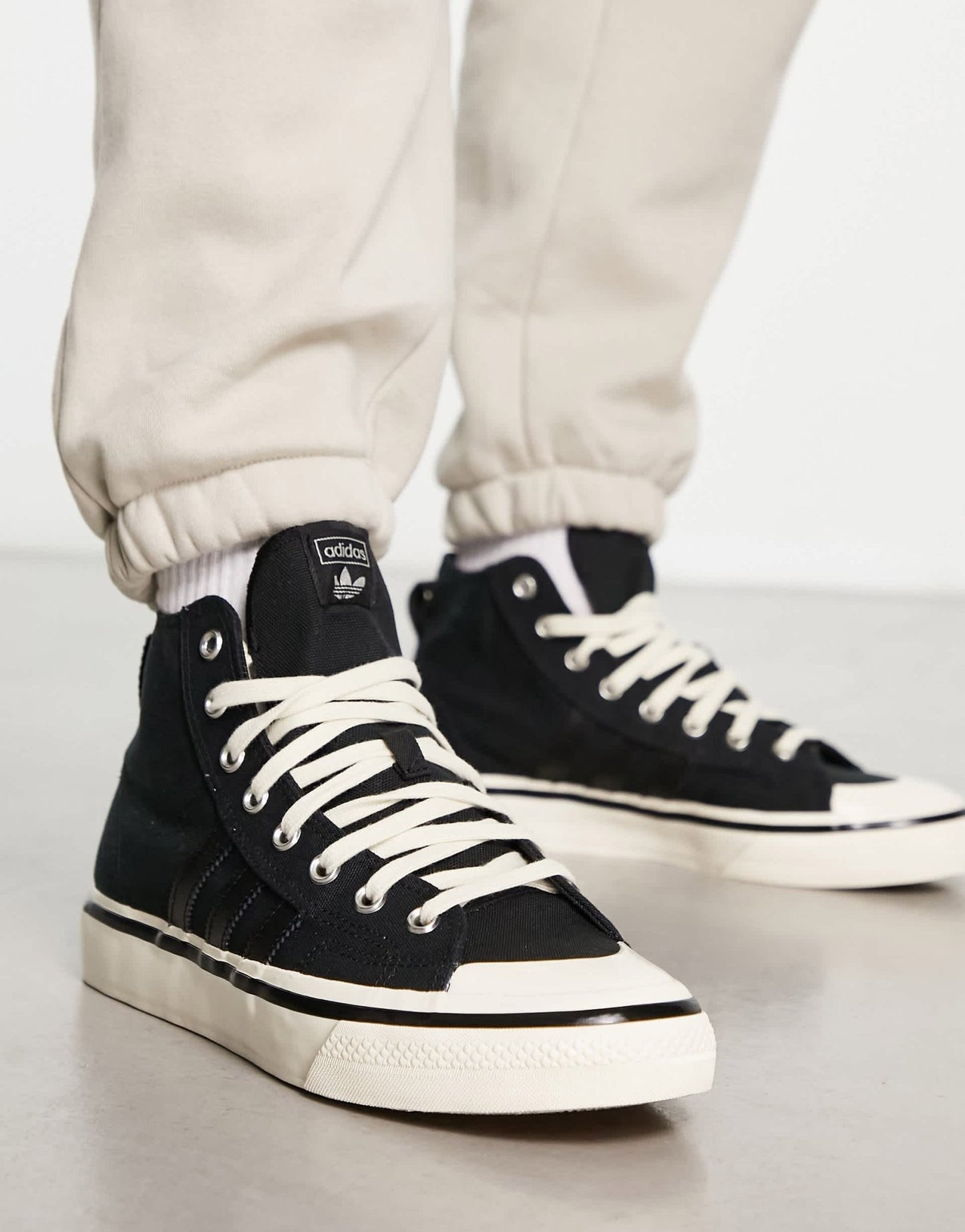adidas Originals Nizza Hi RF trainers in black and white - ASOS Sample Sale EU Store