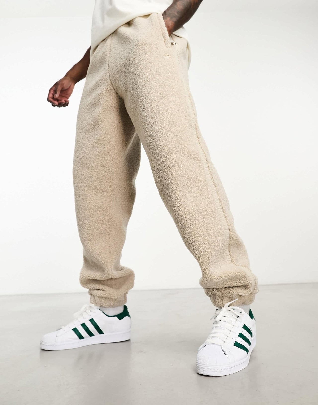 adidas Originals Premium Essentials teddy fleece joggers in beige - ASOS Sample Sale EU Store