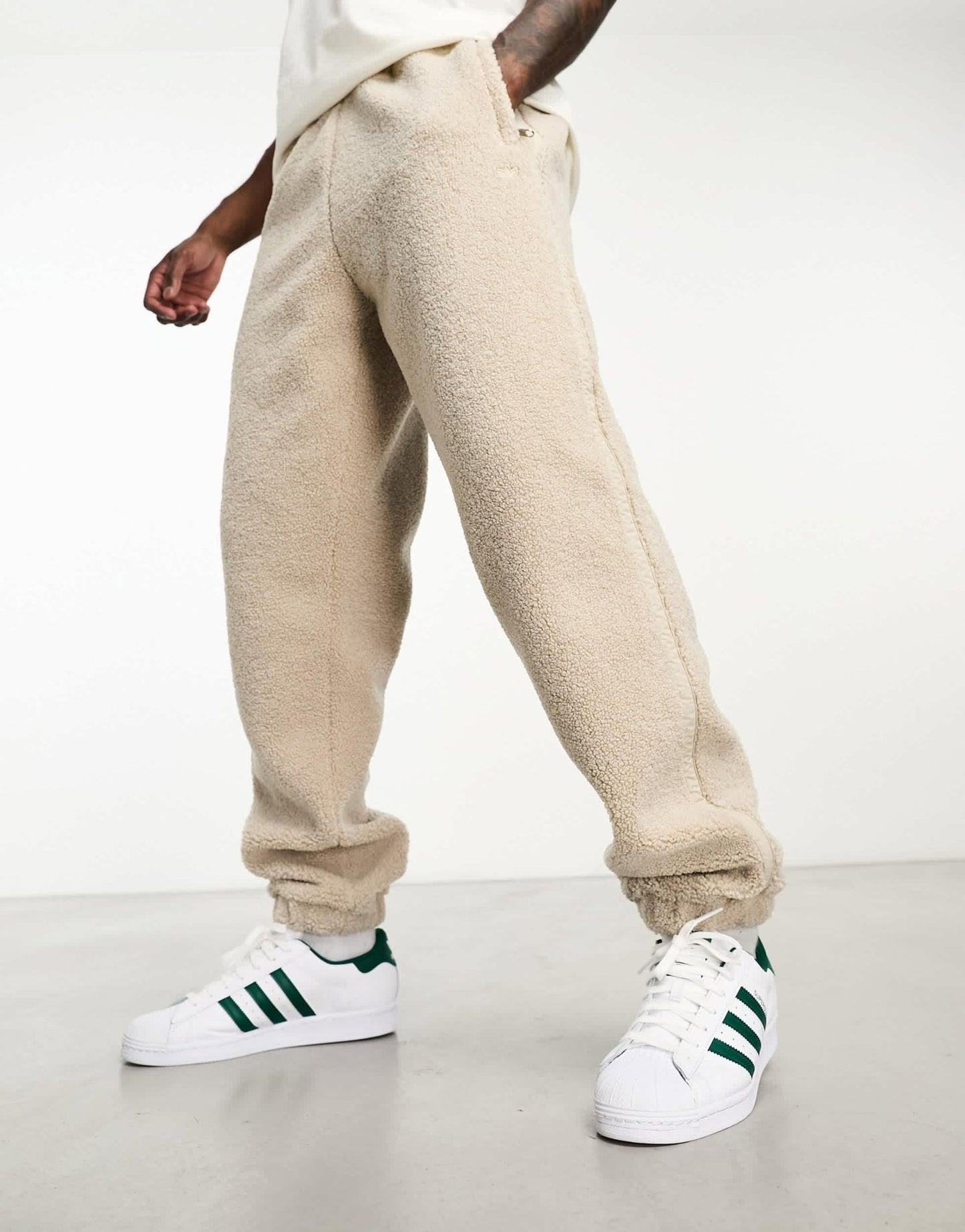 adidas Originals Premium Essentials teddy fleece joggers in beige - ASOS Sample Sale EU Store