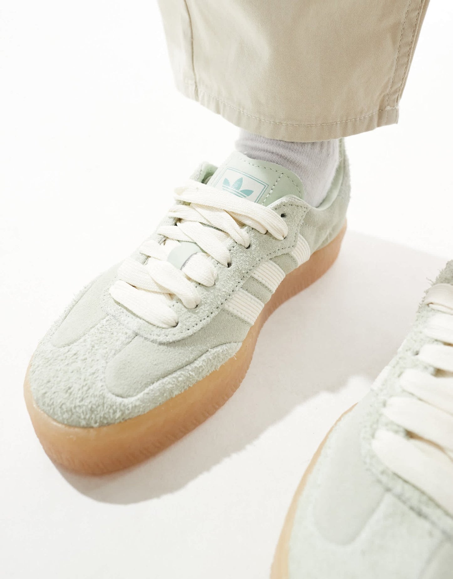 adidas Originals Sambae in green and off white - ASOS Sample Sale EU Store