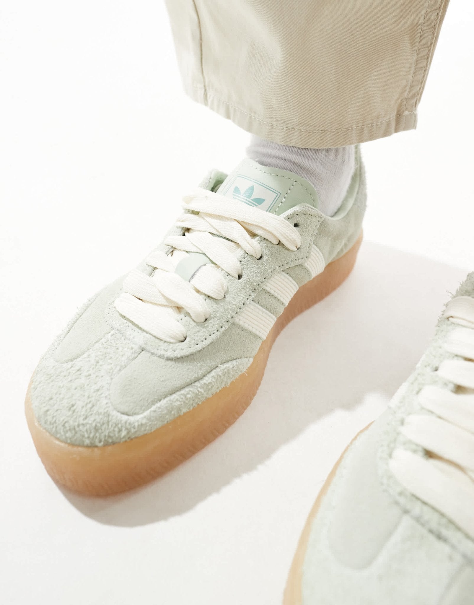 adidas Originals Sambae in green and off white - ASOS Sample Sale EU Store