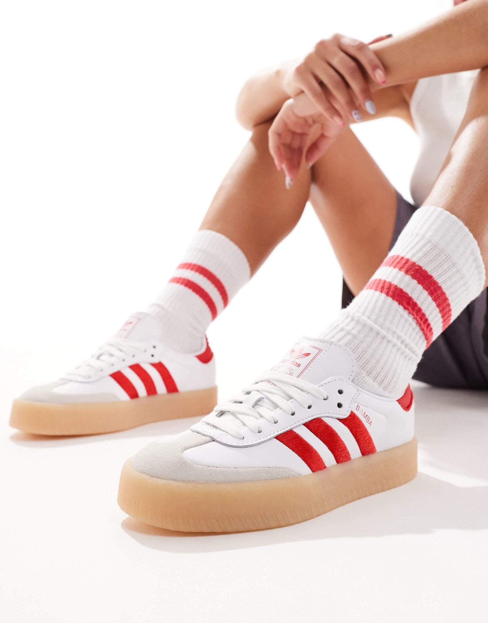 adidas Originals Sambae trainers in white and red - ASOS Sample Sale EU Store