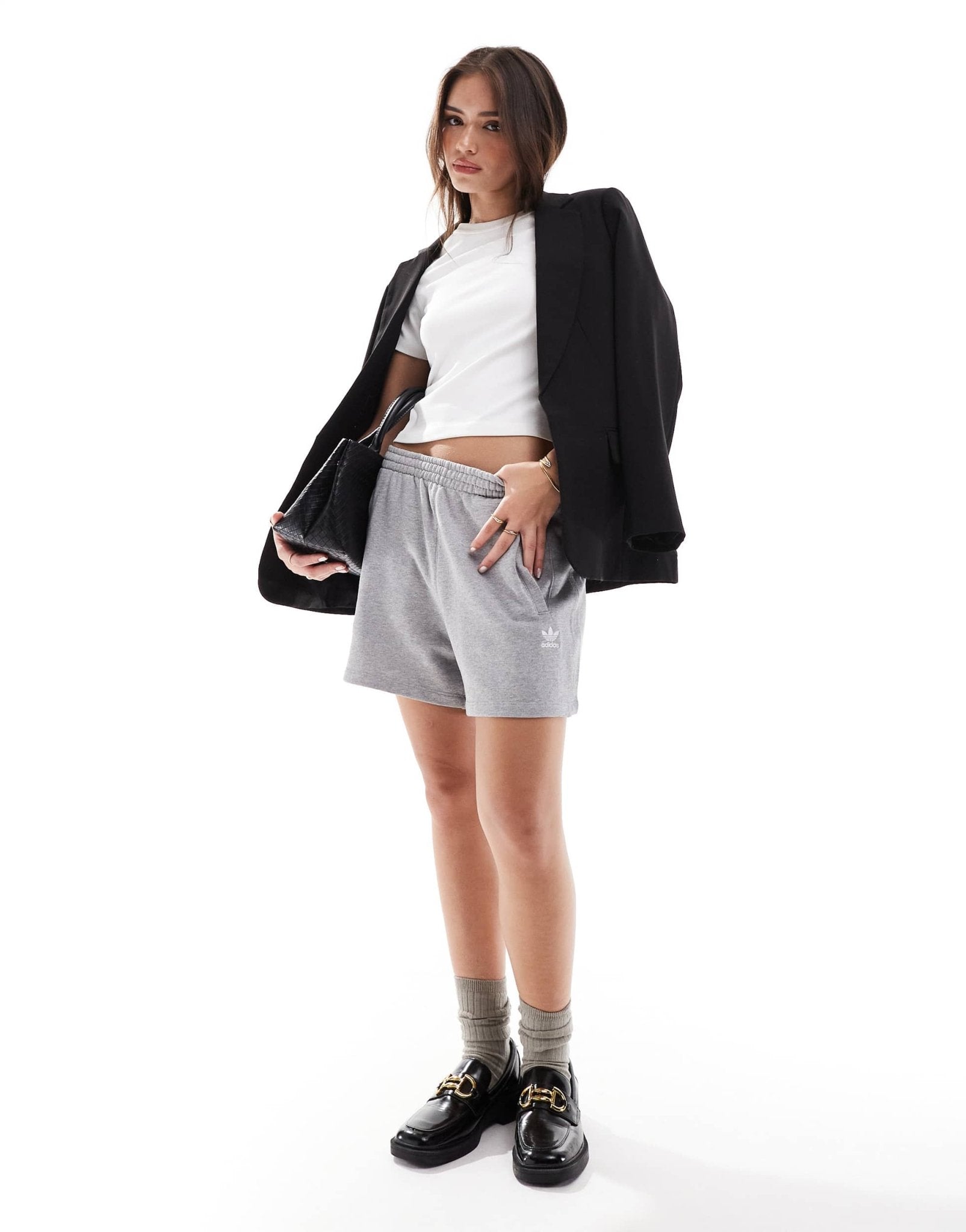 adidas Originals Trefoil Essentials jersey shorts in grey - ASOS Sample Sale EU Store