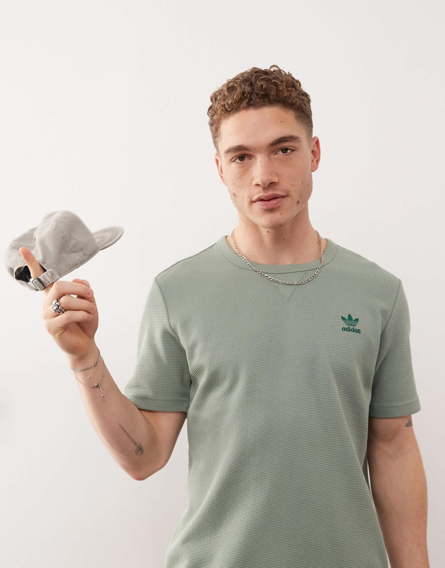 adidas Originals Trefoil Essentials waffle t-shirt in green - ASOS Sample Sale EU Store