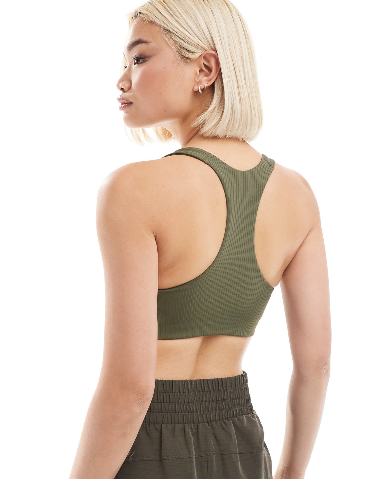adidas Training D4T medium support rib sports bra in olive green - ASOS Sample Sale EU Store