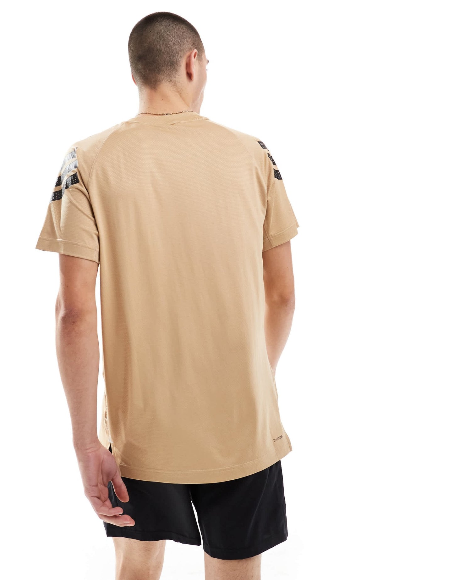 adidas Training Essentials Gym+ t-shirt with 3 stripe detail in stone - ASOS Sample Sale EU Store