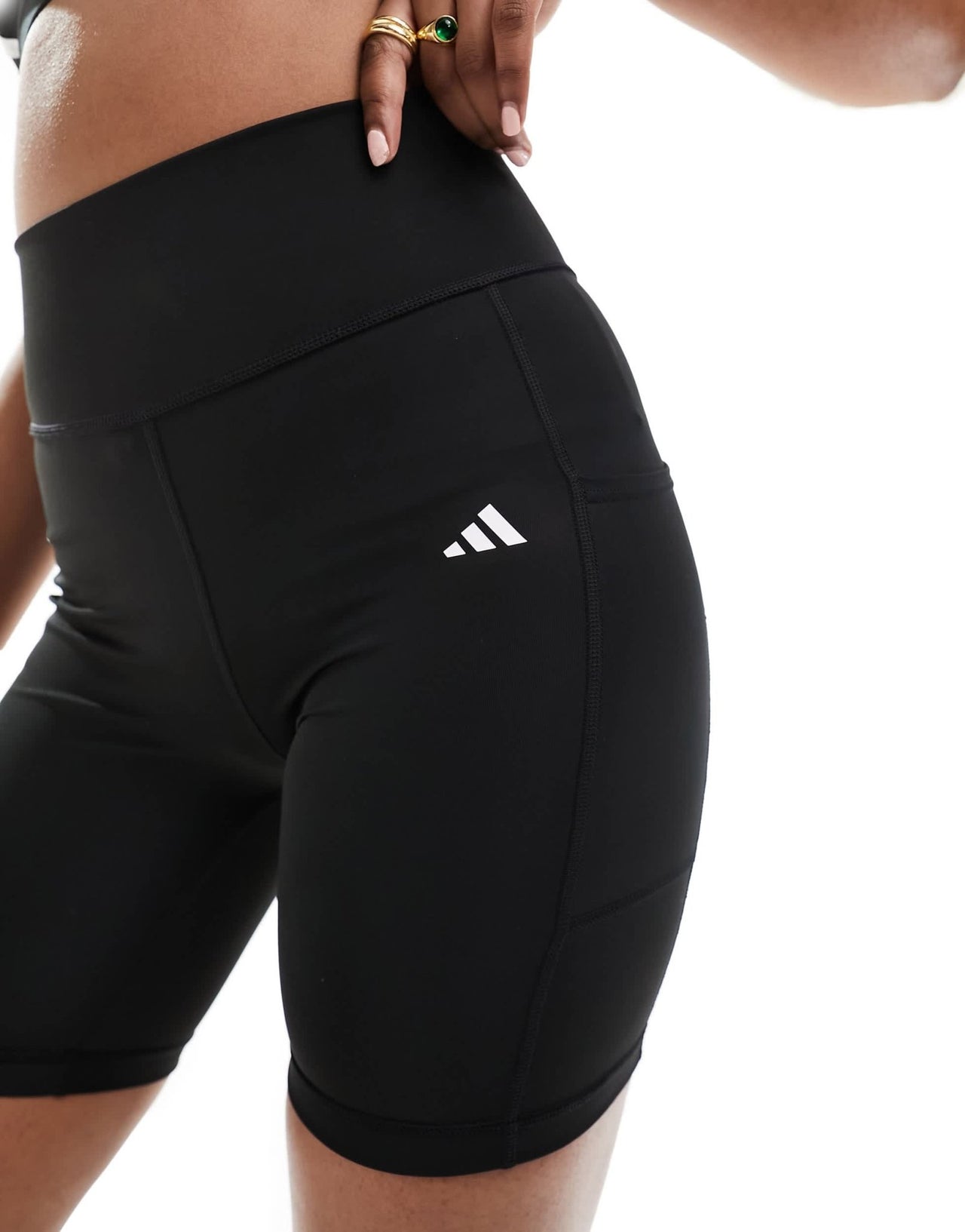 adidas Training Essentials legging shorts with phone pocket in black - ASOS Sample Sale EU Store